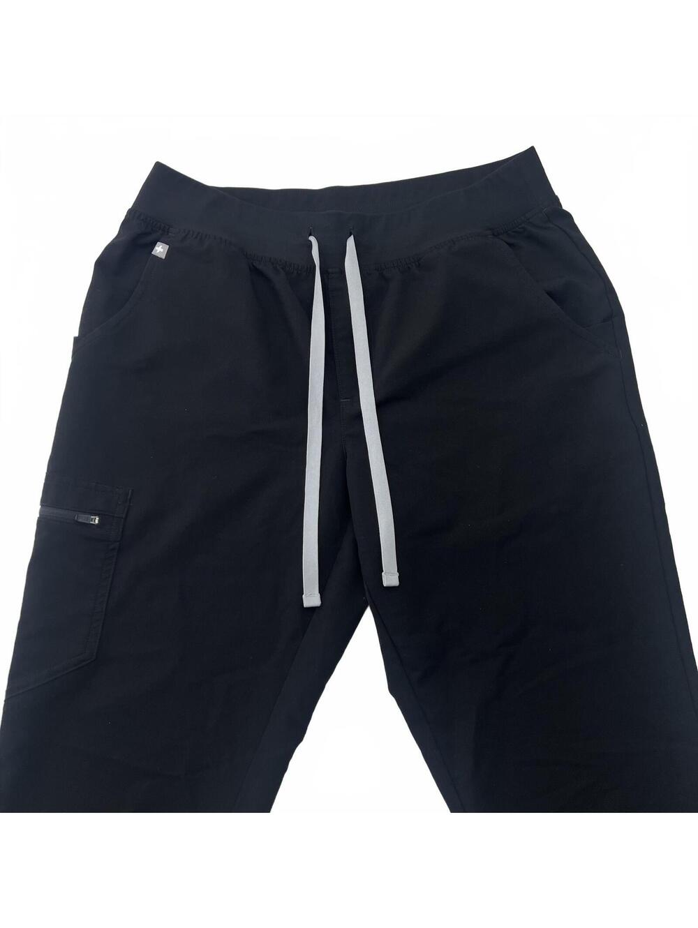 FIGS Zamora Jogger Scrub Pants Women's M/P Medium Petite Black Gray Drawstring
